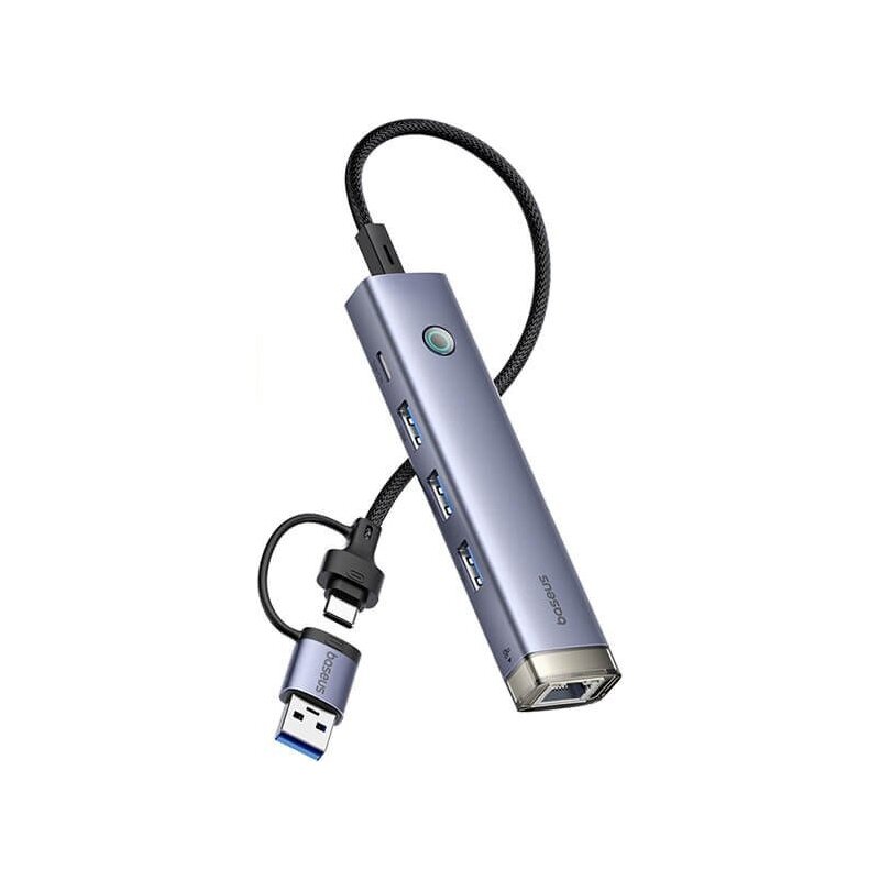 Baseus B0005280B811-14 UltraJoy USB-A&USB-C do 3xUSB3.0+USB-C+RJ45 Szary