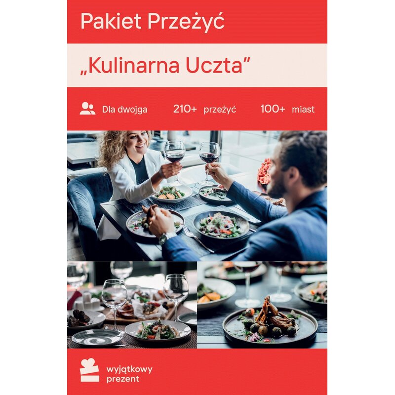 Karta podarunkowa WYJĄTKOWY PREZENT Pakiet Przeżyć - Kulinarna Uczta dla Dwojga