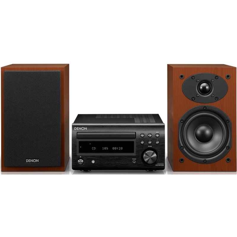 Wieża DENON D-M41 DAB+ Czarno - Wiśniowa, Odtw.CD/-R/-RW/MP3, BT, Funkcja optymalizacji głośników, Regulacja tonów, FM