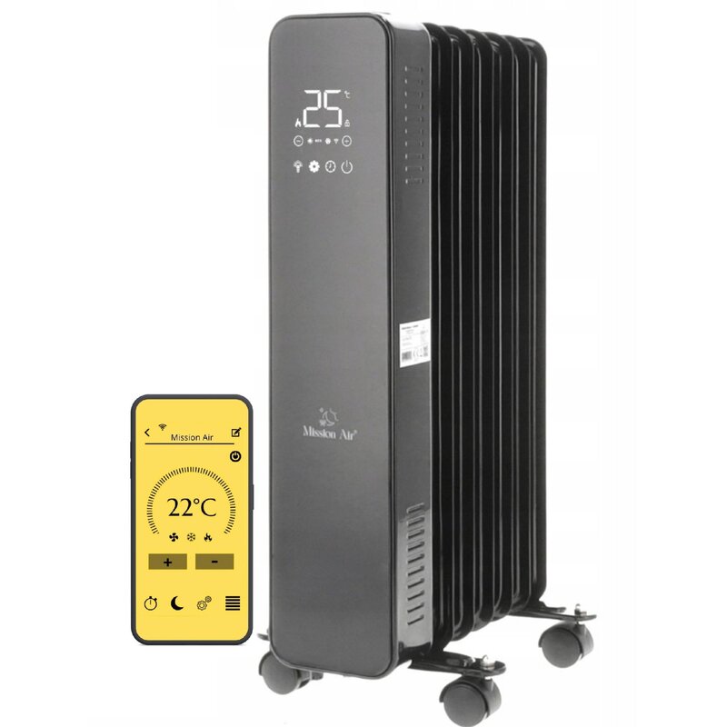 Grzejnik olejowy MISSION AIR Oslo 1500 W Czarny Wi‑Fi