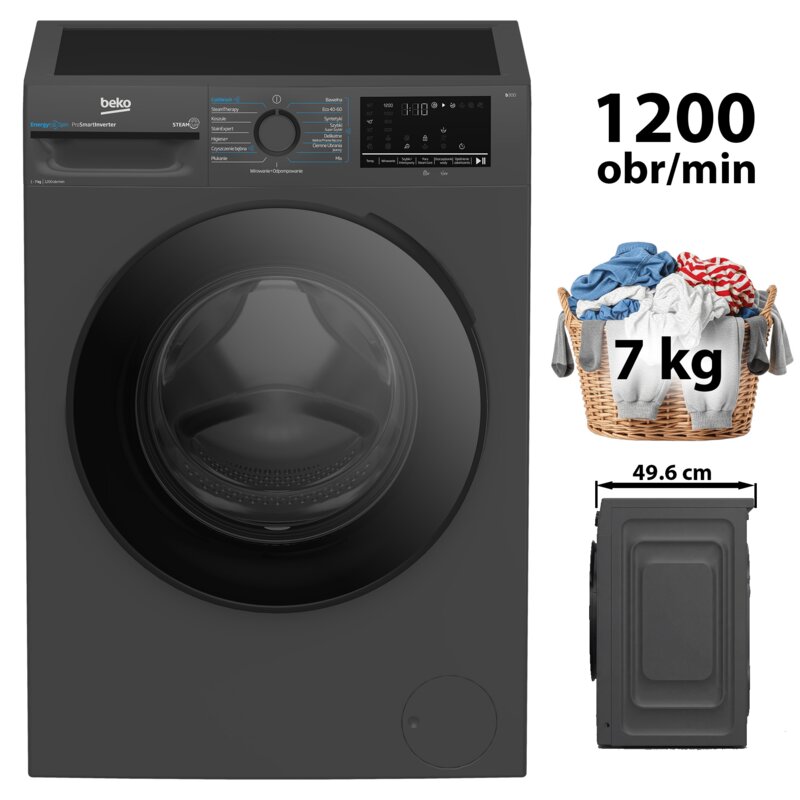 Pralka BEKO b300 XBM3WFU47215M 7kg Slim 46.8cm 1200obr