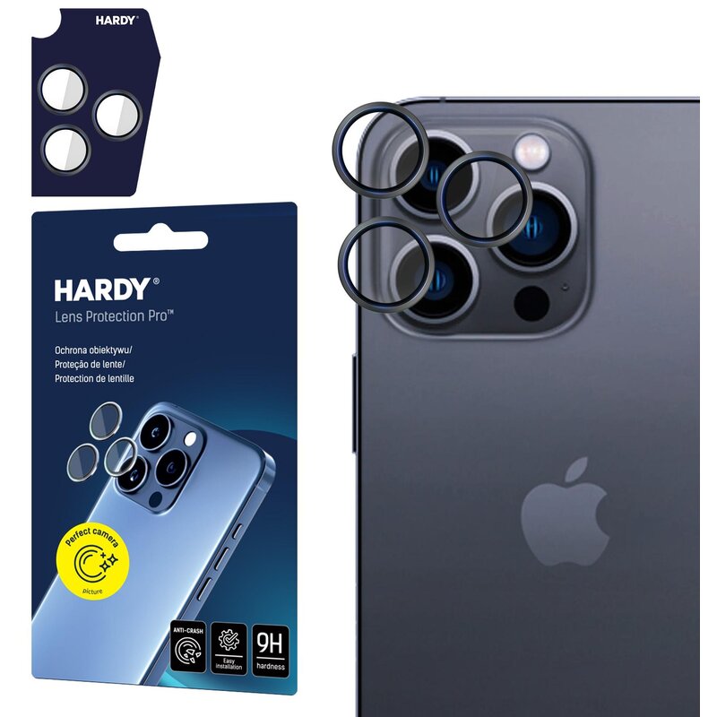 Szkło hartowane na obiektyw 3MK Hardy Lens Protection Pro do Apple iPhone 16 Pro/16 Pro Max Czarny