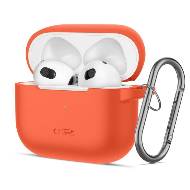 Etui na słuchawki TECH-PROTECT Silicone Hook do Apple Airpods 3 Pomarańczowy