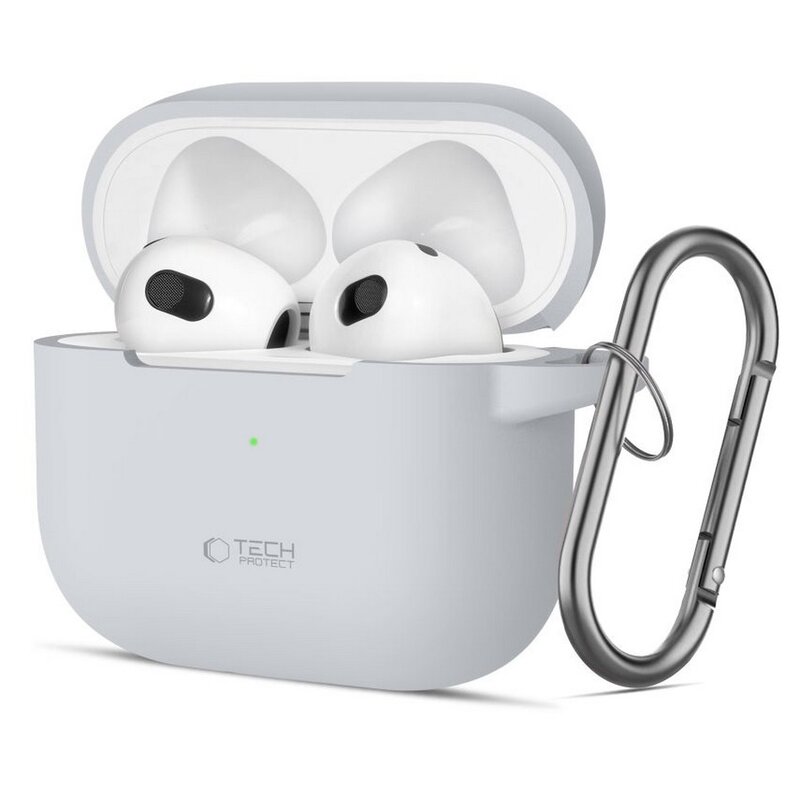 Etui na słuchawki TECH-PROTECT Silicone Hook do Apple Airpods 3 Szary