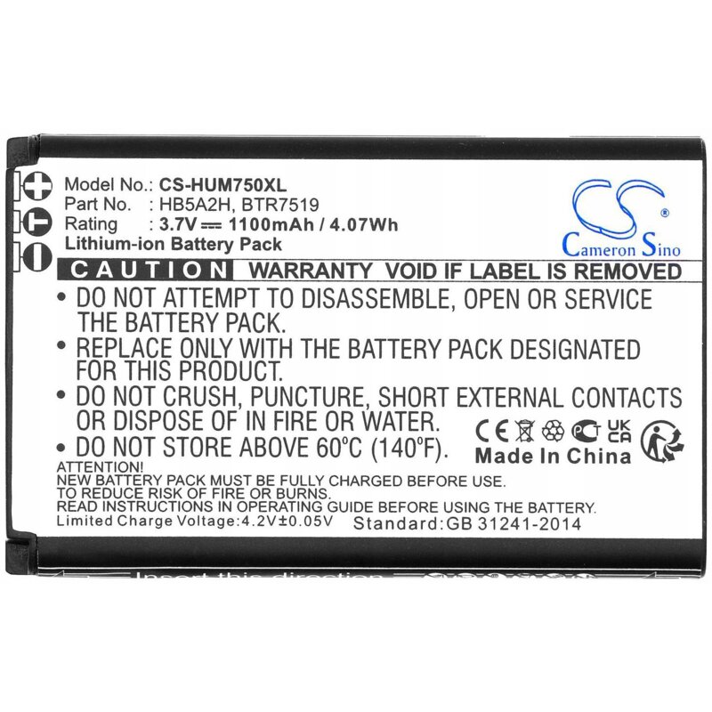 Bateria do telefonu CAMERON SINO CS-HUM750XL 1100 mAh do Huawei/T-Mobile/Cricket/MTC/MetroPCS