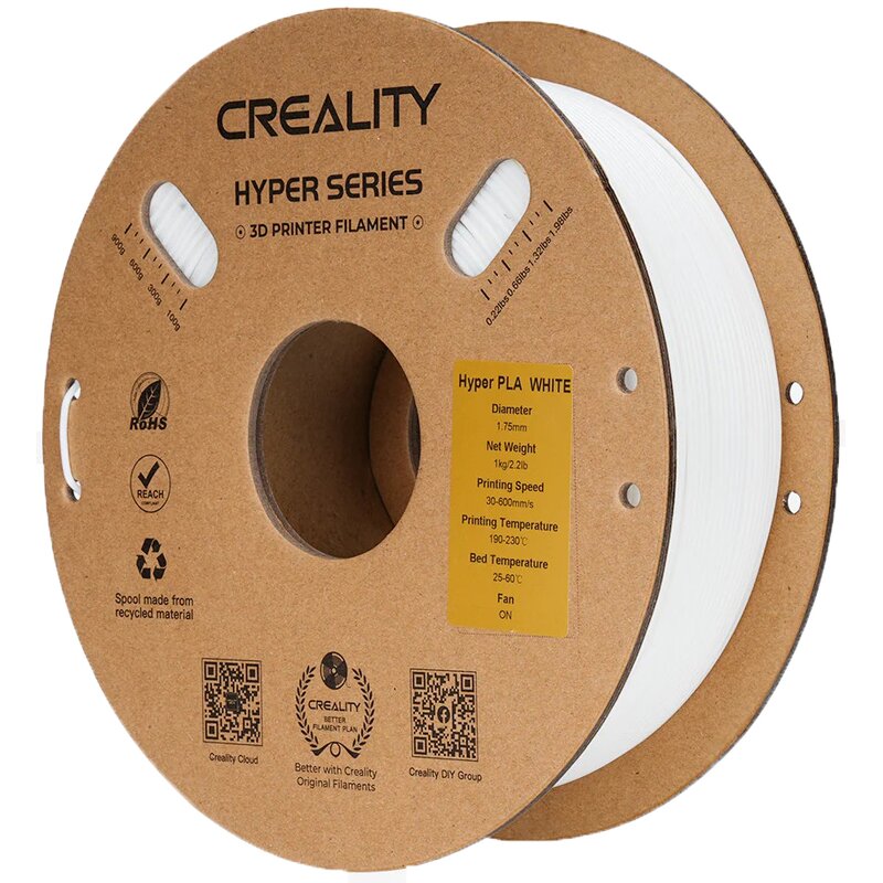 Filament CREALITY Hyper PLA, Średnica 1.75 mm, 1 kg Biały