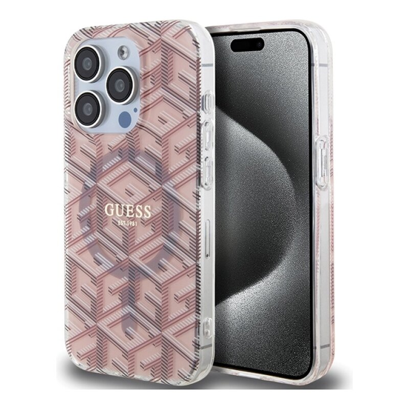 Etui GUESS IML GCube MagSafe do Apple iPhone 15 Pro Różowy