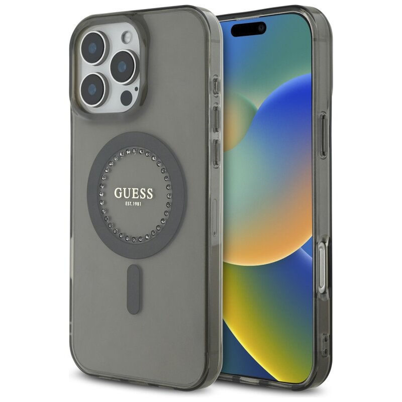 Guess IML Rhinestones do iPhone 16 Pro Max czarny