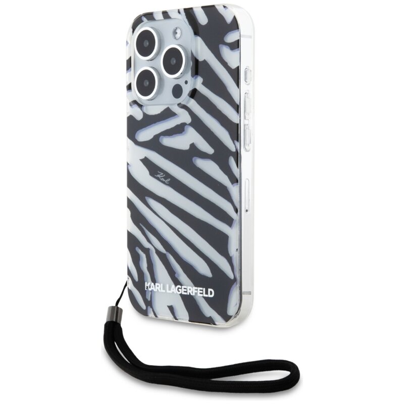 Etui KARL LAGERFELD IML Zebra Pattern & Cord do Apple iPhone 15 Pro Czarny