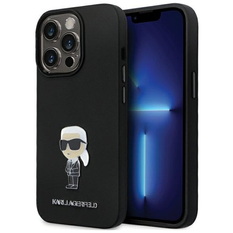 Etui KARL LAGERFELD Silicone Ikonik Metal Pin do Apple iPhone 14 Pro Max Czarny