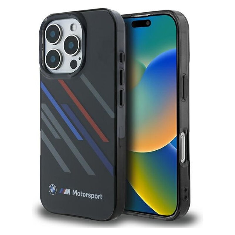 Etui BMW Motosport IML Random Stripes do Apple iPhone 16 Pro Czarny