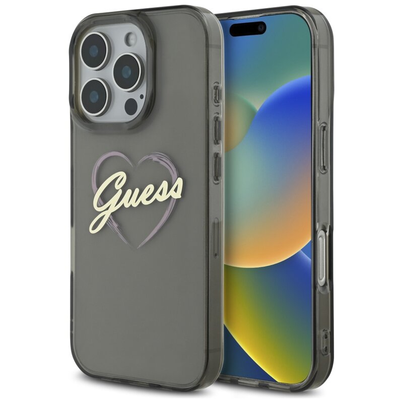 Etui GUESS IML Heart do Apple iPhone 16 Pro Czarny