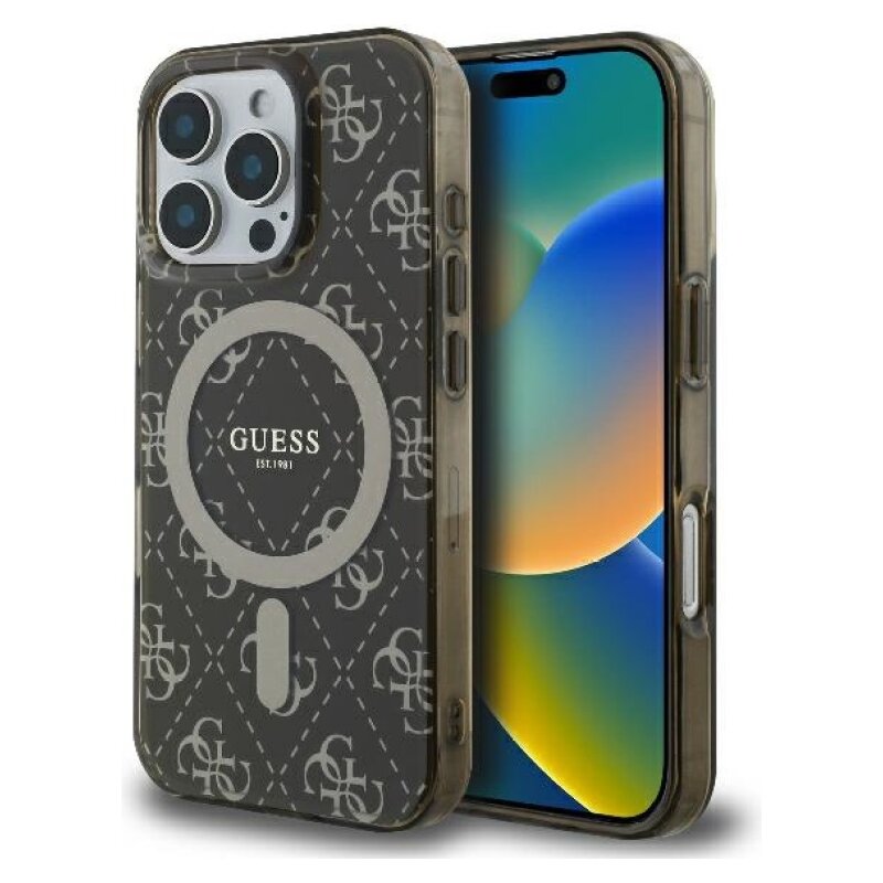 Etui GUESS IML 4G Background MagSafe do Apple iPhone 16 Pro Brązowy