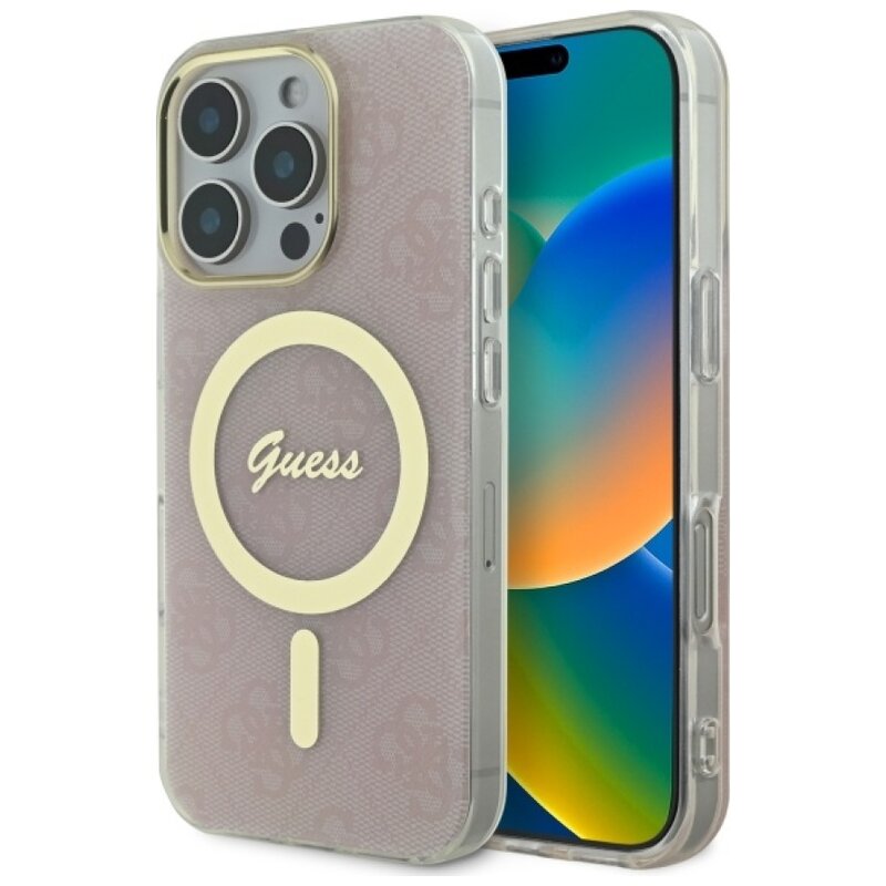 Etui GUESS IML 4G MagSafe do Apple iPhone 16 Pro Różowy