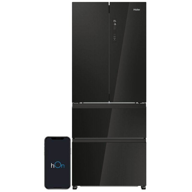 Lodówka HAIER HFR3718ENGB Side by Side No Frost 177.5cm Czarne szkło