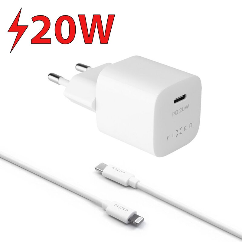 Ładowarka sieciowa FIXED FIXC20M-CL-WH 20W Biały ładowarka do telefonu USB-C + kabel