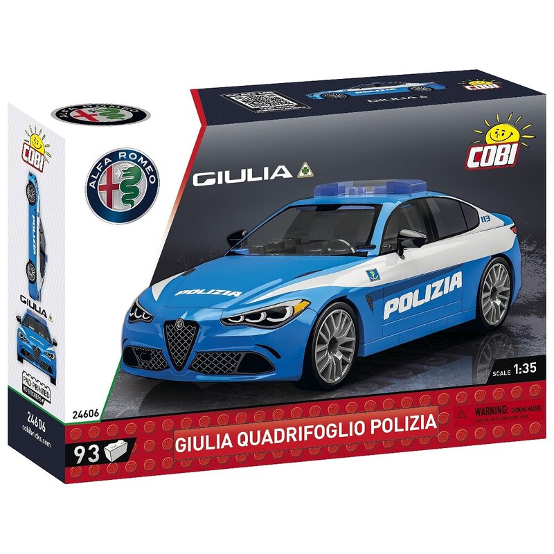 Klocki plastikowe COBI Cars Alfa Romeo Giulia Quadrifoglio Polizia COBI-24606