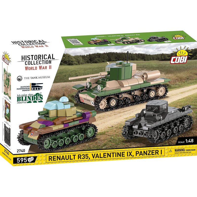 Klocki plastikowe COBI Historical Collection World War II Renault R35 - Valentine IX - Panzer I COBI-2740