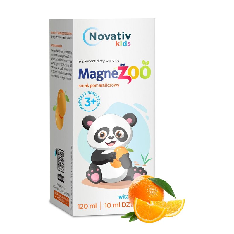 Kompleks witamin NOVATIV Kids MagneZoo Pomarańczowy (120 ml)