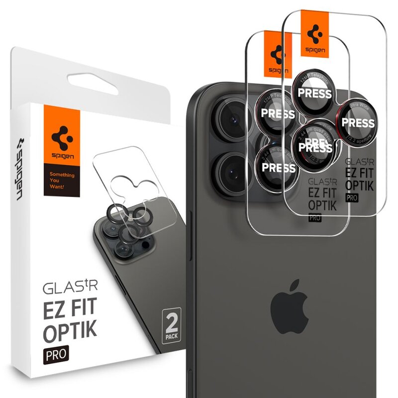 Nakładka na obiektyw SPIGEN Optik Pro L-Series Glas.Tr ”Ez Fit” do Apple iPhone 14 Pro/14 Pro Max/15 Pro/15 Pro Max/16 Pro/16 Pro Max/17 Pro/17 Pro Max Czarny
