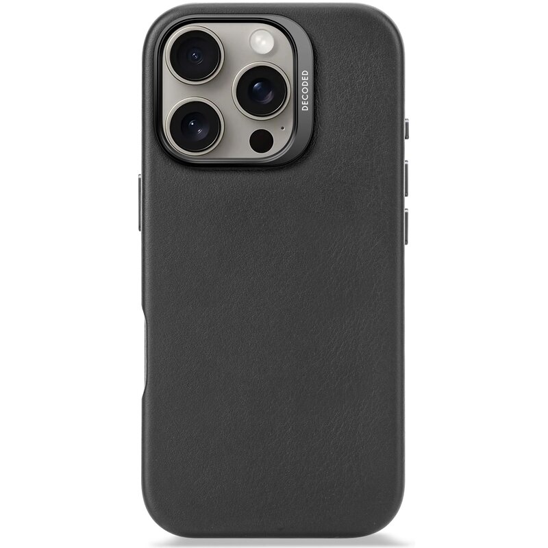 Etui DECODED Leather MagSafe do Apple iPhone 16 Pro Czarny
