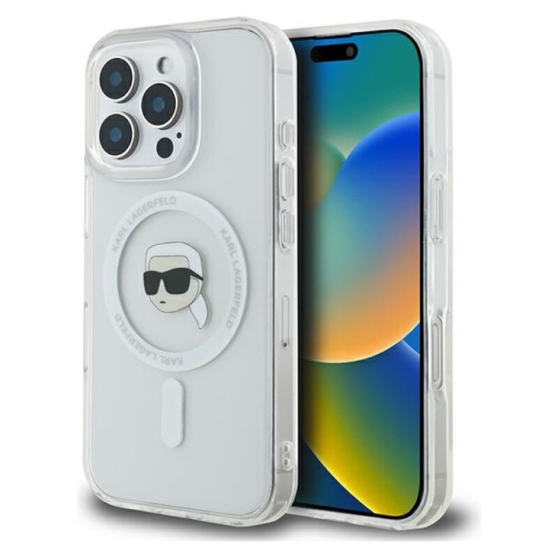 Karl Lagerfeld IML Metal Karl Head MagSafe do iPhone 16 Pro Biały