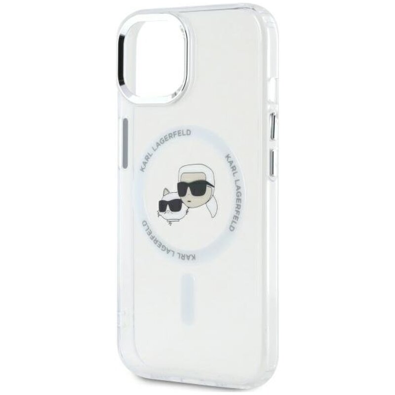 Karl Lagerfeld IML Metal Karl&Choupette Head MagSafe do iPhone 14 Pro Max Biały