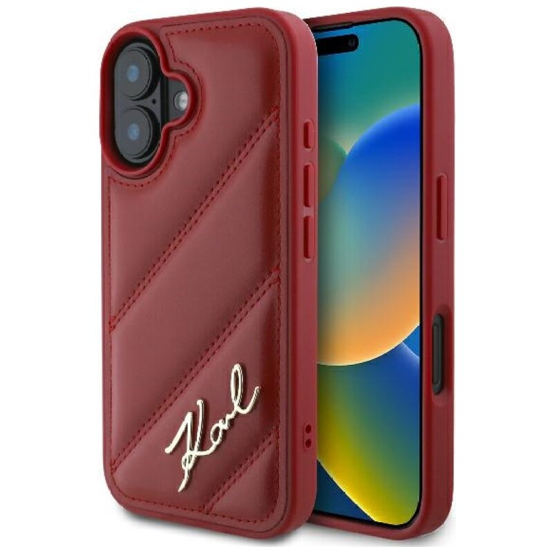 Etui KARL LAGERFELD Quilted Signature do Apple iPhone 16 Czerwony