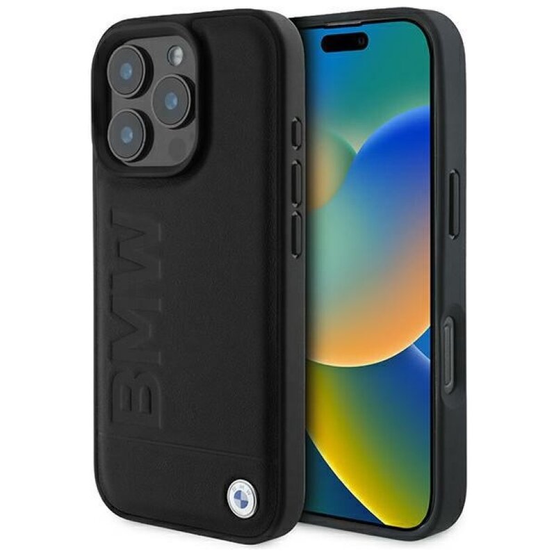 Etui BMW Leather Hot Stamp do Apple iPhone 16 Pro Czarny