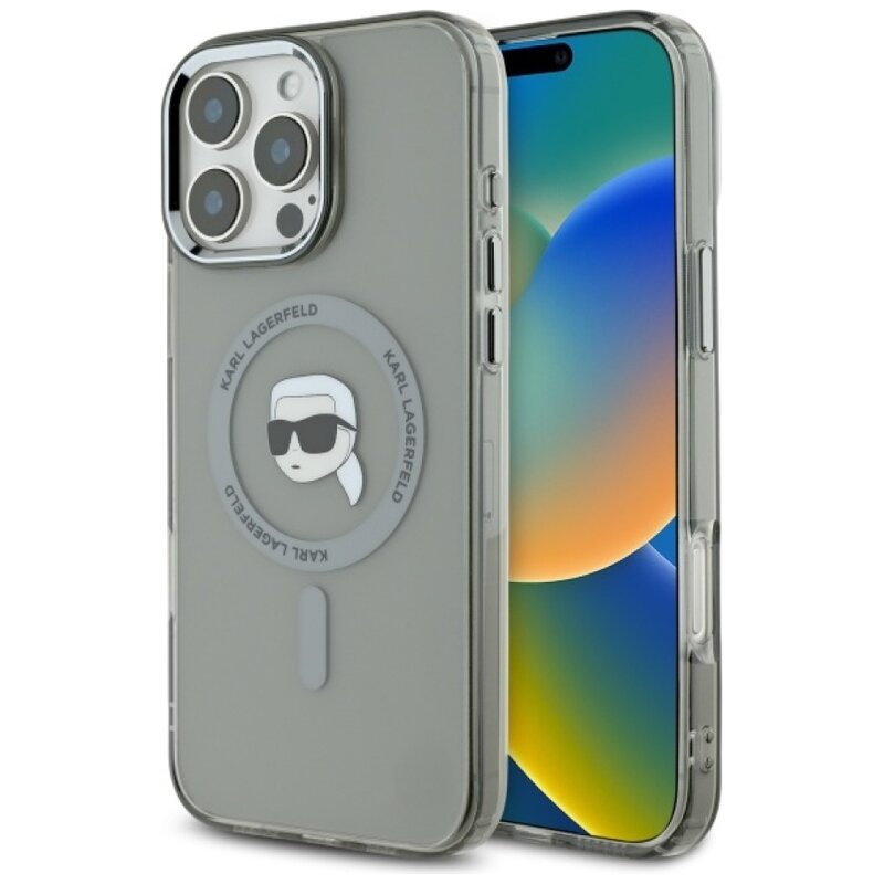 Etui KARL LAGERFELD IML Metal Karl Head MagSafe do Apple iPhone 16 Pro Max Czarny