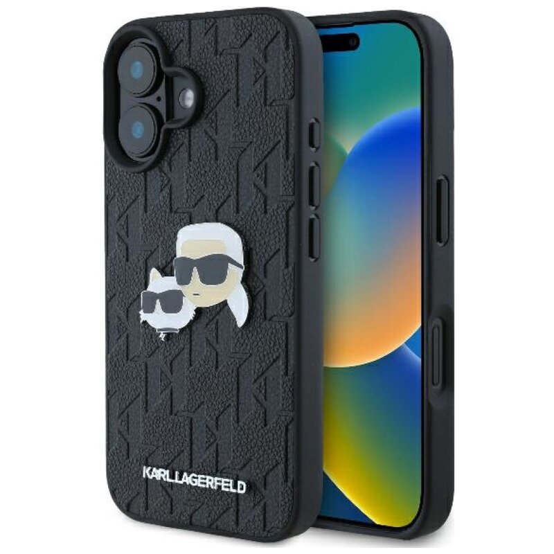 Karl Lagerfeld Monogram Karl&Chaoupette Head Pin do iPhone 16 Czarny