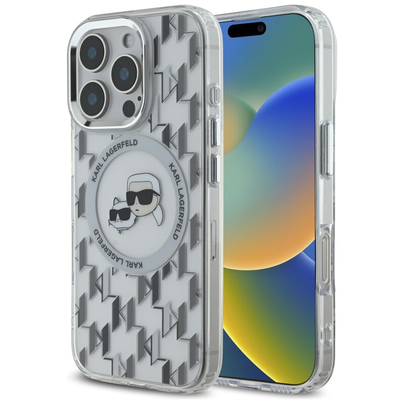 Karl Lagerfeld IML Monogram Karl&Choupette Head MagSafe do iPhone 16 Pro Przezroczysty
