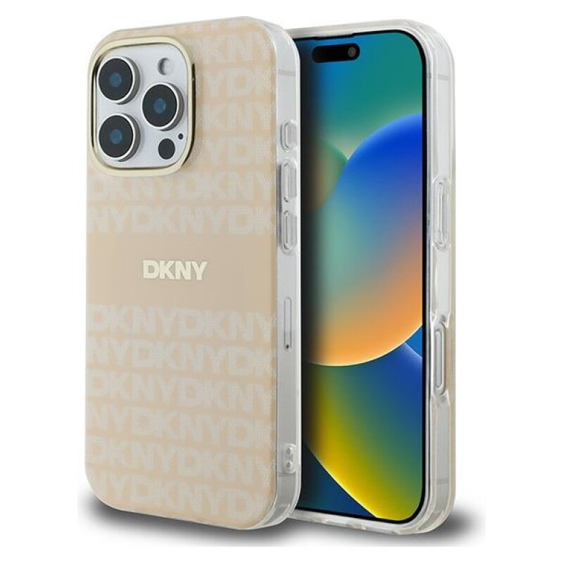 Etui DKNY Repeat Texture Pattern With Stripe do Apple iPhone 16 Pro Max Różowy