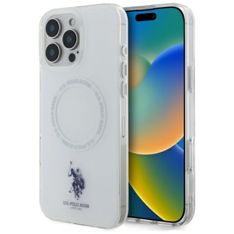 Etui US POLO ASSN IML Ring MagSafe do Apple iPhone 16 Pro Biały