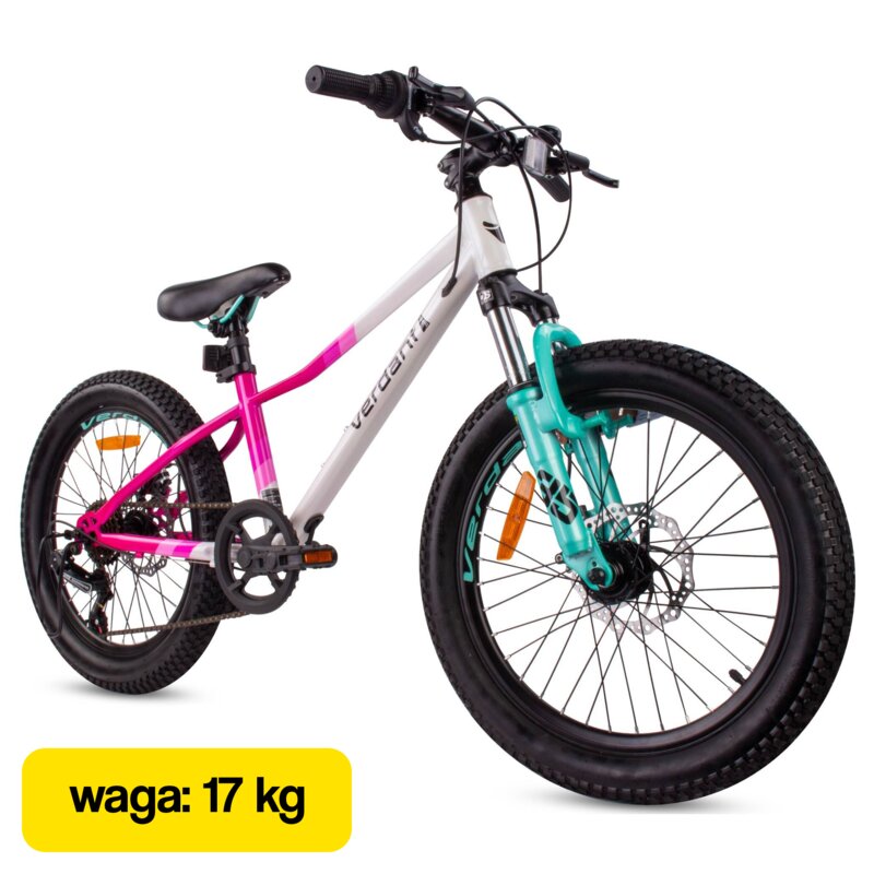 Rower dziecięcy 20 cali dla dziewczynki MTB Shimano 6 biegów amortyzator