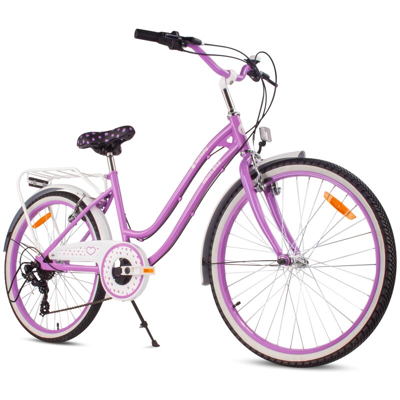 Rower młodzieżowy SUN BABY Heart Bike 24 cale dla dziewczynki Fioletowy