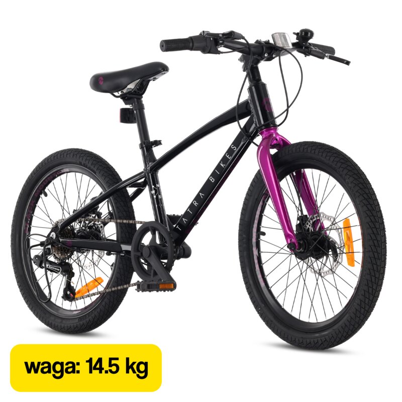 Rower dziecięcy TATRA Mountain 20 cali Czarno-fioletowy Wzrost: 120-135 cm Wiek: 5-8 lat