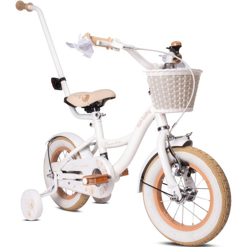 Rower dziecięcy SUN BABY Flower Bike 12 cali Biało-beżowy Wzrost: 85-100 cm Wiek: 2-4 lata