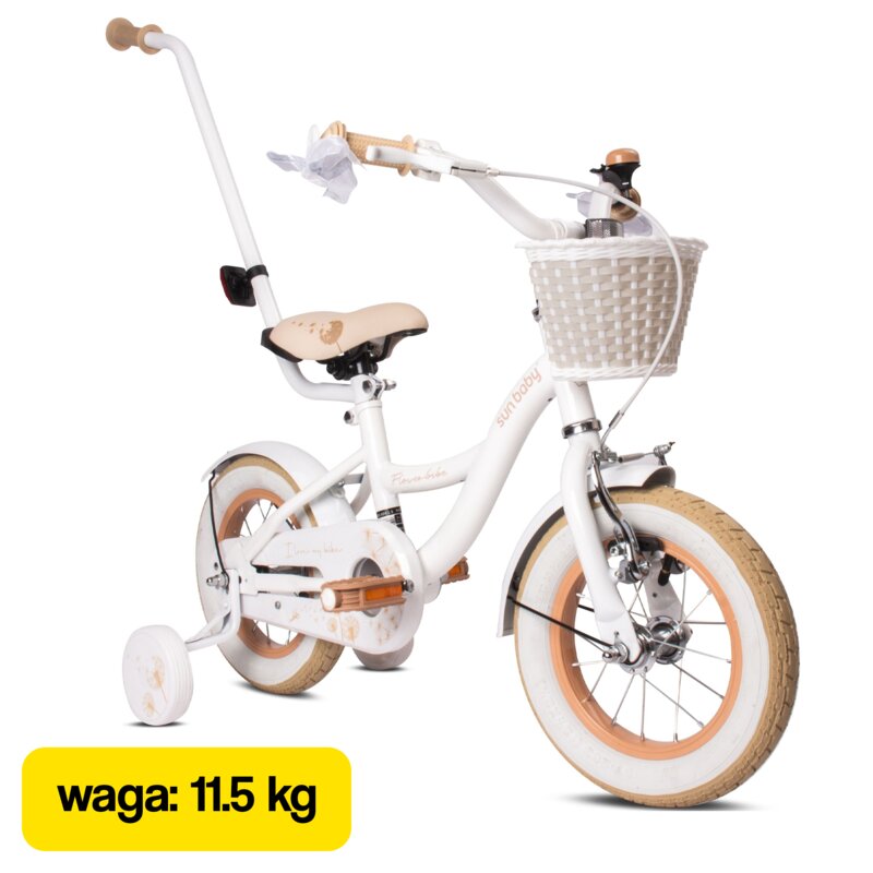 Rower dziecięcy SUN BABY Flower Bike 12 cali Biało-beżowy Wzrost: 85-100 cm Wiek: 2-4 lata
