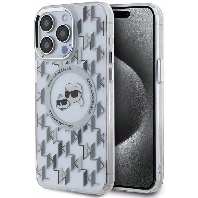 Karl Lagerfeld IML Monogram Karl&Choupette do iPhone 15 Pro Przezroczysty