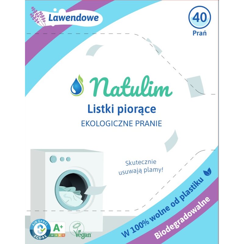 Eko listki do prania NATULIM Lawendowy (40 sztuk)