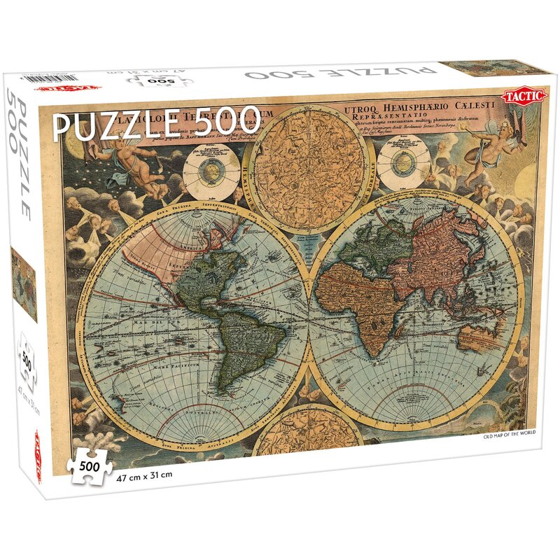 Puzzle TACTIC Lovers Old Map of the World 58292 (500 elementów)