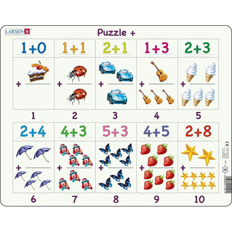 Układanka LARSEN Maxi Łamigłówka matematyczna Dodawanie od 1 do 10 LA-AR4 (20 elementów)
