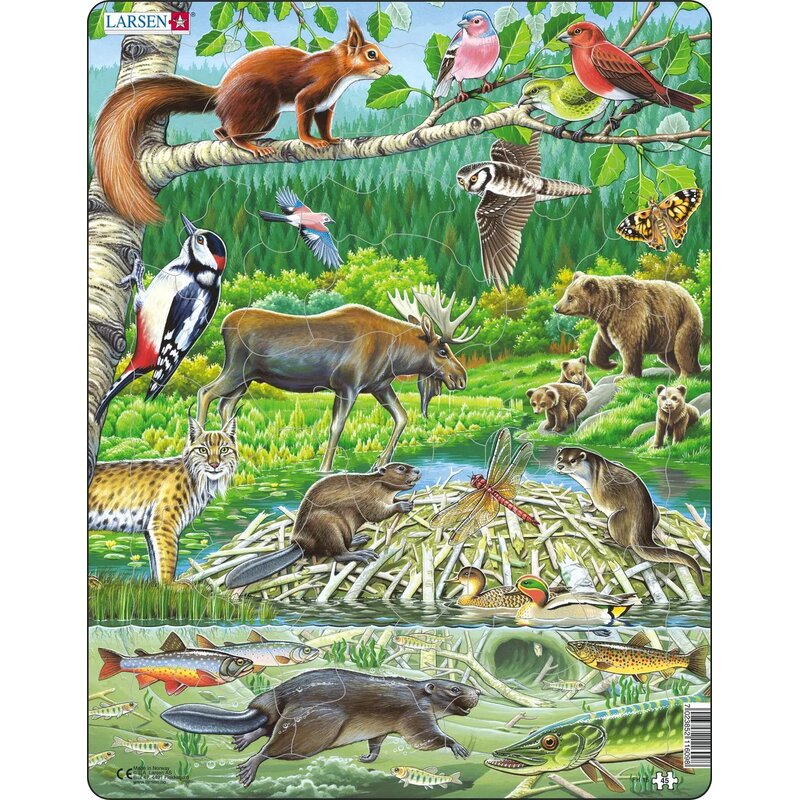 Układanka LARSEN Maxi Letni dzień w Lesie Nordyckim LA-FH15 (45 elementów)