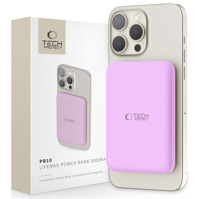 Powerbank TECH-PROTECT PB10 LifeMag MagSafe 5000 mAh 15W Liliowy