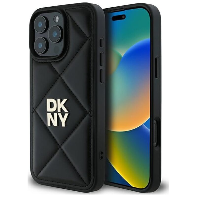 Etui DKNY Quilted Stack Logo do Apple do Apple iPhone 16 Pro Czarny