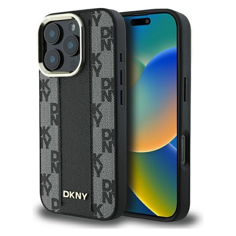 Etui DKNY Checkered Pattern MagSafe do Apple iPhone 16 Pro Czarny