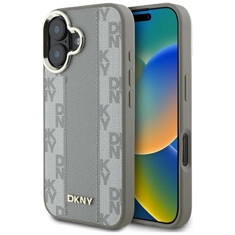 Etui DKNY Checkered Pattern Magsafe do Apple iPhone 16 Beżowy