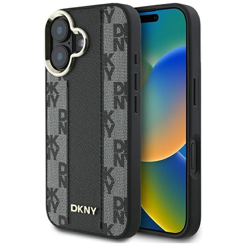 Etui DKNY Checkered Pattern MagSafe do Apple iPhone 16 Czarny