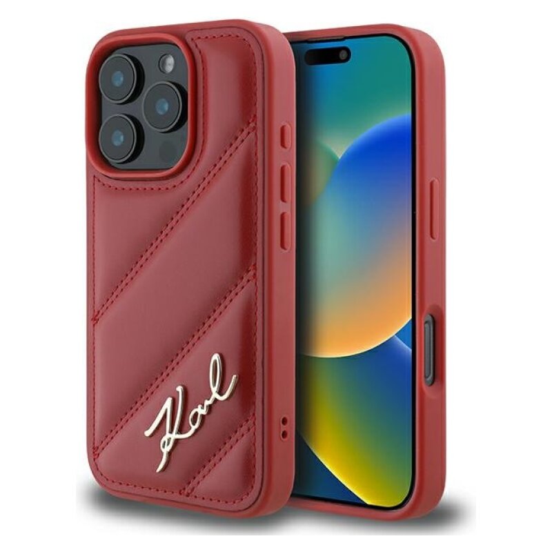 Etui KARL LAGERFELD Quilted Signature do Apple iPhone 16 Pro Czerwony